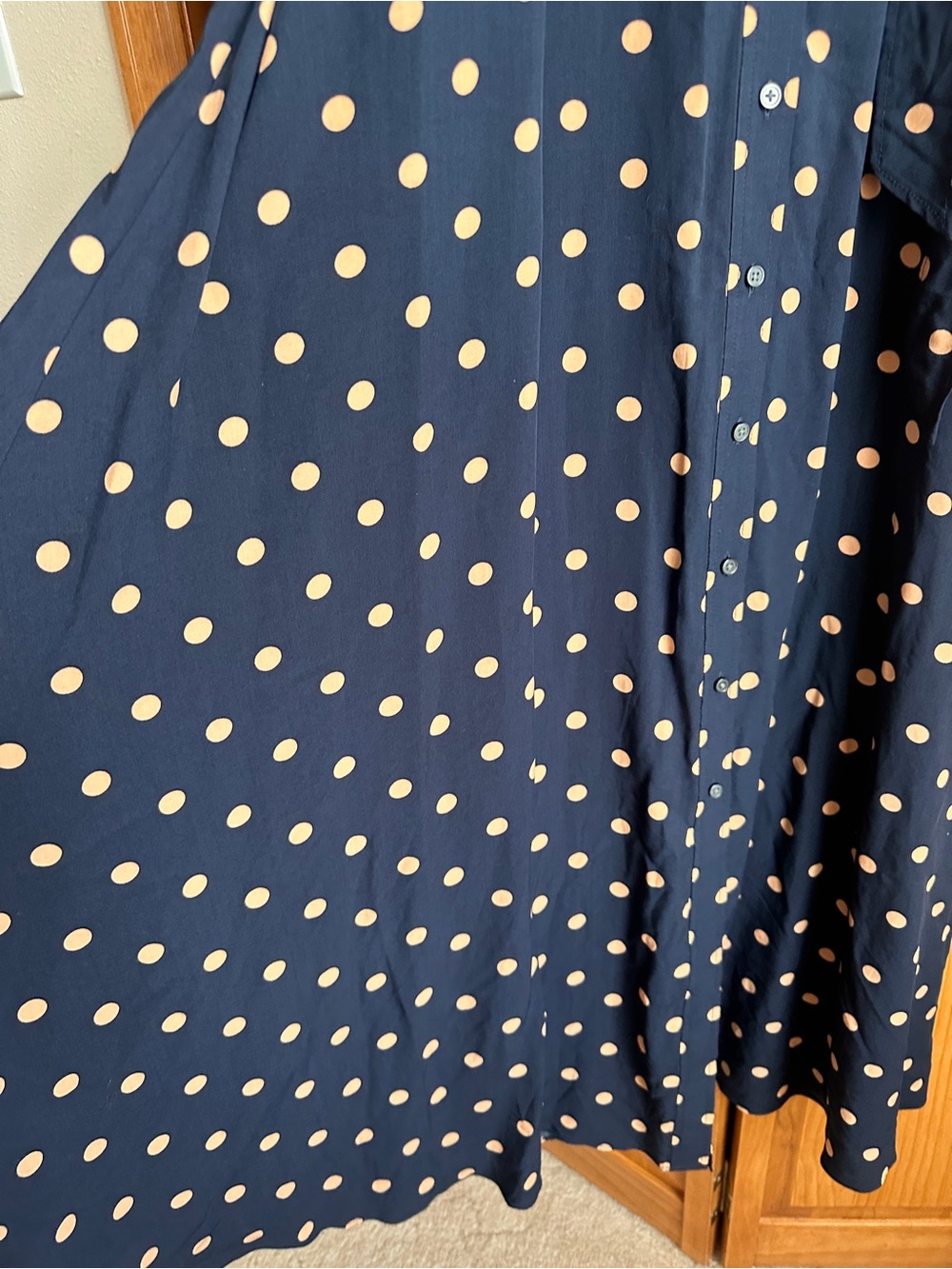 Banana Republic Navy Maxi Dress with Cream Polka Dots 10 NWT - Picture 4 of 10